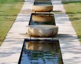 Traditional garden design with a water rill